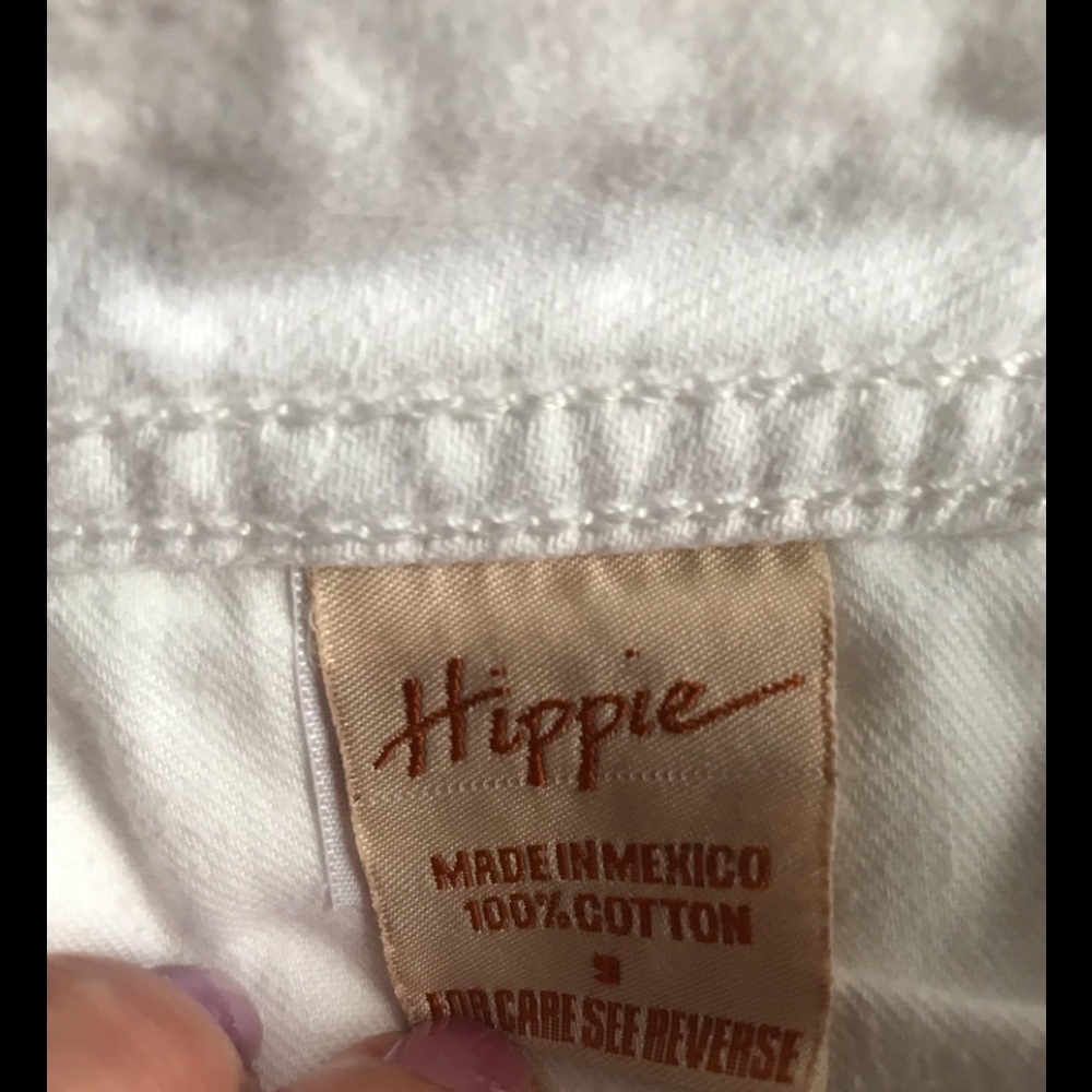 Hippie brand , size 9 authentic white womens  jeans long flare leg - Picture 13 of 16